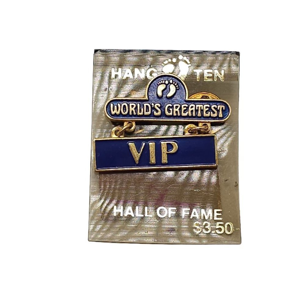 Hang Ten World's Greatest Vip Hall of Fame Footprints Lapel Brooch Pin Vintage